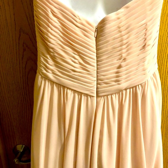 MORI LEE Bridesmaid Strapless Sweetheart Chiffon Formal Maxi Dress Blush Prom - Picture 9 of 14